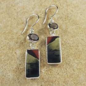Polychrome Jasper Smoky Quartz Earrings
