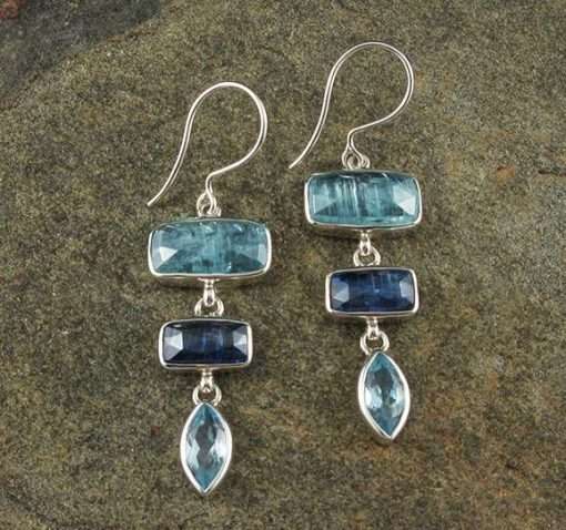 Aqua Blue Kyanite Topaz Earrings 26