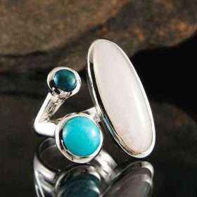 White Quartz Amazonite Chrysocolla Ring